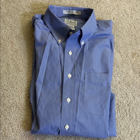 L.L. Bean Blue Striped Dress Shirt - Picture 5 of 5